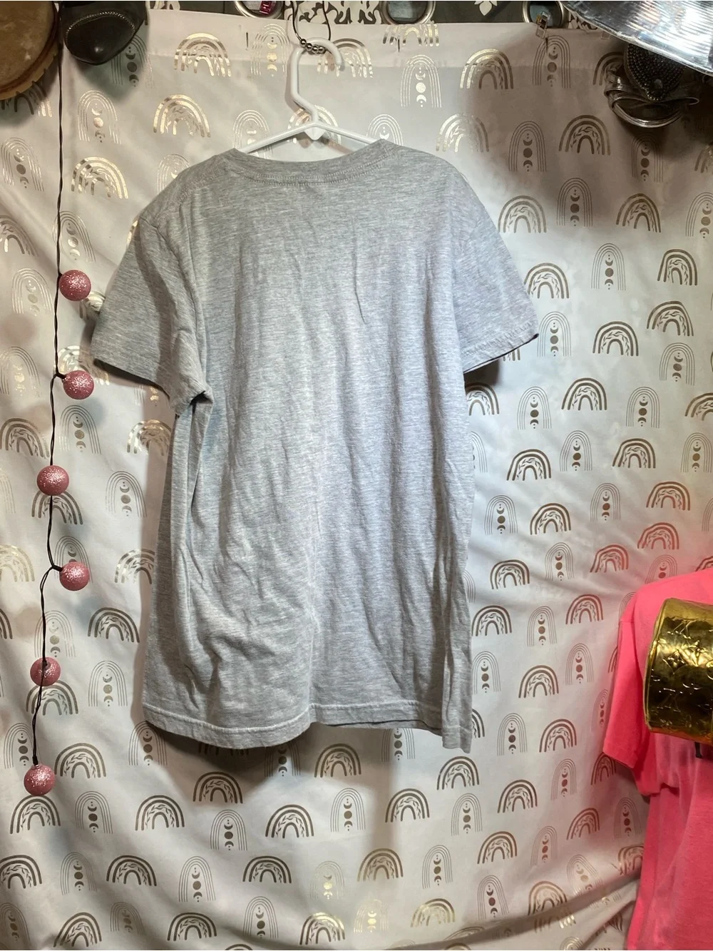 Gray Graphic Tee with Burnt Orange Billboard Print